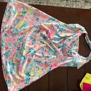 Amazon Pink and Blue Backless Dress with Floral Print